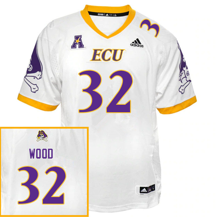 Men #32 Julius Wood ECU Pirates College Football Jerseys Sale-White - Click Image to Close